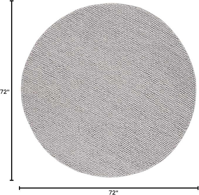 SAFAVIEH Natura Collection Area Rug - 6' Round, Silver, Handmade Wool Blend, Textured Design, Ideal for Living Room, Bedroom, Dining Space (NAT620C)