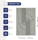 Abani Nuevo Collection Area Rug - Mid-Century Black and White Arch Knot Design - 9' x 12' - for Living Room, Bedroom & Office