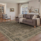 4x6 Washable Area Rug Brown Vintage Distressed Rug for Office Oriental Soft Thin Indoor Retro Carpet Non Slip Low Pile Floor Cover for Living Ding Room Bedroom Laundry