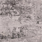 Rugs.com Leipzig Collection Rug – 8 Ft Square Gray Low-Pile Rug Perfect for Living Rooms, Kitchens, Entryways