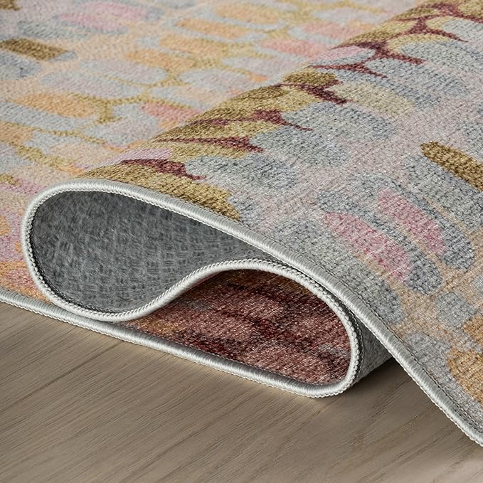 Dash & Albert Paint Chip Pastel Machine Washable Rug, 4 X 6 Feet, Multicolored Geometric Pattern