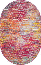 Unique Loom Trellis Frieze Collection Area Rug - Geometric (5' x 8' Oval, Multi/ Ivory)