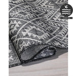 FH Home Flat Woven Outdoor Rug - Waterproof, Easy to Clean, Stain Resistant - Premium Polypropylene Yarn - Boho Moroccan - Patio, Porch, Deck, Balcony - Dakar - Charcoal - 5ft 2in x 7ft 6in