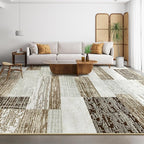 Large Area Rugs,Modern Geometric Patchwork Floor Decor for Bedroom Aesthetic Carpet, Rockwood Collection, Indoor Rugs for Living Room, Dining Room, Nursery, Office, Machine Washable Rug,6x9 Ft Beige