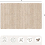 REDEARTH · Jute Cotton Area Rug - 6'x9' Rectangular Rug, Sustainable Handwoven, Non-Shedding, Soft & Durable – Reversible, Neutral Tones for Home Décor in Living Room, Dining Room, Bedroom