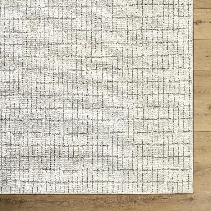 Livabliss x Our PNW Home Cascade Minimalist Striped Area Rug, 10' x 14', Ivory/Light Brown