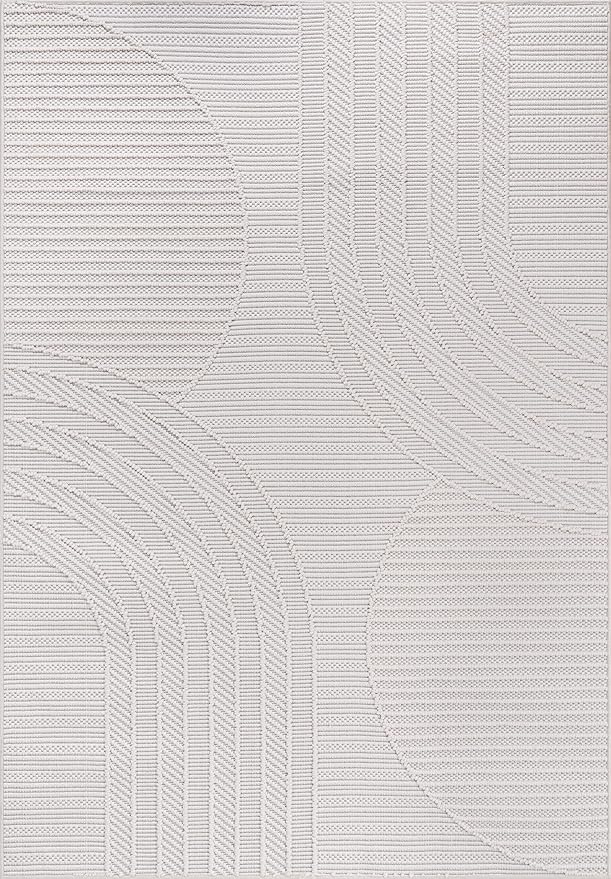 CAMILSON Micro Loop Rug 10x14 Modern Luxury Geometric Arch Large Area Rugs Soft High and Low Pile Stain Resistant Easy-Cleaning Non-Shedding for Living Room Indoor Carpet (10 x 14 / White)