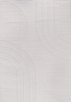 CAMILSON Micro Loop Rug 5x7 Modern Luxury Geometric Arch Area Rugs Soft High and Low Pile Stain Resistant Easy-Cleaning Non-Shedding for Living Room Office Indoor Carpet (5 x 7 / White)