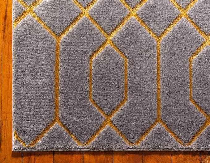 Unique Loom Marilyn Monroe Glam Collection Area Rug - Trellis (8'x 10' Rectangle, Gray Gold/ Gold)