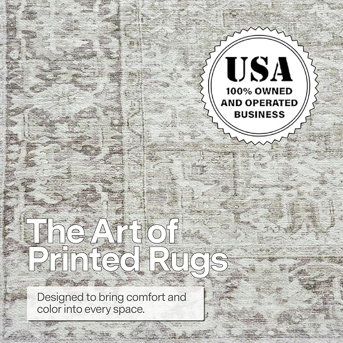 ReaLife Rugs Machine Washable Area Rug - Living Room Bedroom Bathroom Kitchen Entryway Office - Padded Crease Free Stain Resistant Premium - Boho Farmhouse Vintage- Lyle- Beige Ivory- 2'x 3'