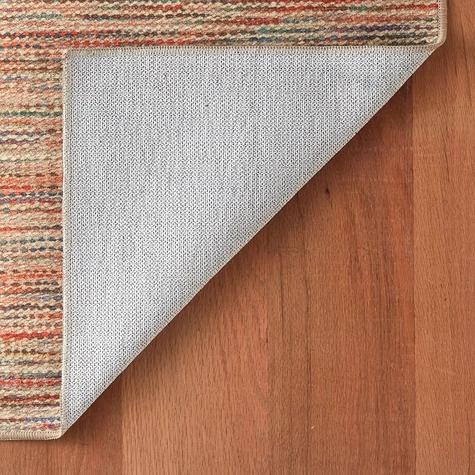 Dash & Albert Clay Multi Machine Washable Rug, 4 X 6 Feet, Multi Stripe Pattern