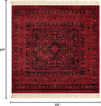 Unique Loom Tekke Collection Area Rug - Sheibani (5' 3" Square, Red/ Black)