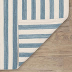 Home Conservatory Ladder Stripe Blue/Ivory Handwoven Wool 5 X 8 Feet, Blue/Ivory Stripe Pattern