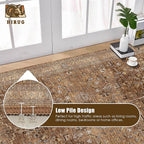 Washable Area Rug 4' x 6' Vintage Traditional Persian Mat - Foldable Distressed Non-Slip Machine Washable Carpet for Living Room Bedroom Kitchen Home Decor - Bronze and Ivory