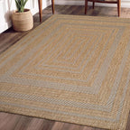 Beverly Rug Easy Jute Framed Border Rug 10x14 Washable Large Indoor Outdoor Area Rugs for Living Dining Room Patio Office Stain Resistant Non Shedding Casual Indoor Outside Carpet 10 x 14 Natural