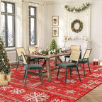 Christmas Area Rug 8x10 Living Room Rugs, Machine Washable Boho Christmas Tree Snowflake Rug Non-Slip Soft Low Pile Holiday Indoor Rugs for Bedroom Kitchen Dining Room Office(Xmas Red, 8'x10')