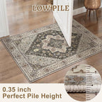 Tangsoo Hallway Runner Rug 2.6x12 Washable Runner Rug for Hallways, Non Slip Vintage Soft Low Pile Long Rug Runner, Print Distressed Carpet Runners for Kitchen Bedroom Entryway Bathroom Living Room