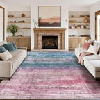 Kokia Abstract Area Rugs 9x12 Bedroom Washable Decor Low Pile Fluffy Non-Slip Non-Shedding Indoor Red Carpet Foldable Stain Resistant Floor Mat Living Room Dining Room, Oslo Orchid