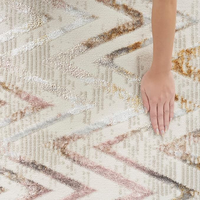 Nourison Home Glam Multicolor 7'10" x 9'10" Area Rug - Easy Clean, Non Shedding, Bed Room, Living Room, Dining Room, Kitchen (8' x 10')