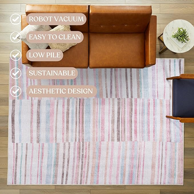 Fame Living Washable Area Rug. Modern Farmhouse. Vintage. Turkish. Bohemian. Distressed. Oriental. Traditional. Rugs for Living Room. Dining. Bedroom. Office. Entryway. Foyer. (865MM, 5' x 6'9")