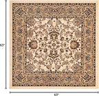 Unique Loom Sialk Hill Collection Area Rug - Washington (5' Square Ivory/Black)