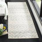 SAFAVIEH Adirondack Collection Runner Rug - 2'6" x 6', Ivory & Light Blue, Modern Diamond Distressed Design, Non-Shedding & Easy Care, Ideal for High Traffic Areas in Living Room, Bedroom (ADR131T)