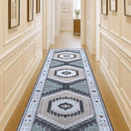Fame Living Washable Area Rug. Modern Farmhouse. Vintage. Turkish. Bohemian. Distressed. Oriental. Traditional. Rugs for Living Room. Dining. Bedroom. Office. Entryway. (856BlckGry, 2'5" x 6'5")