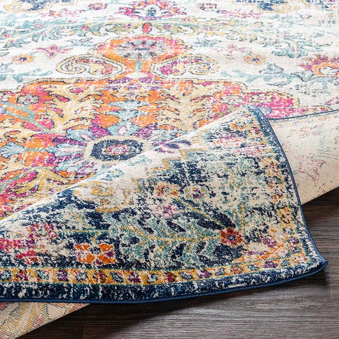Livabliss Odelia Vintage Bohemian Area Rug,7'10" x 10'3",Orange/Navy