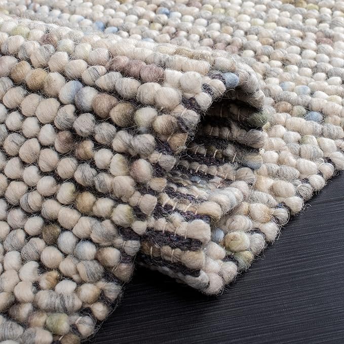 Safavieh Natura Collection Accent Rug - 3' Round, Ivory & Multi, Handmade Wool Blend, Textured Design, Ideal for Living Room, Bedroom, Dining Space (NAT620D)