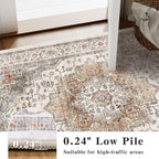 8x10 Area Rugs for Living Room Ultra-Soft Washable Rug Vintage Distressed Boho Area Rug, Non-Slip Low Pile Stain Resistant Carpet for Bedroom Dining Room Kitchen Office