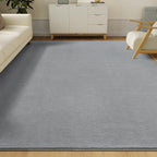 Solid Washable Area Rug - 9x12 Medium Pile Faux Cashmere Carpet for Living Room Bedroom, Grey
