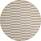 Unique Loom Outdoor Striped Collection Area Rug - Striped (5' 3" Round Taupe/Ivory)