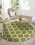 Rugs.com Lattice Collection Rug – 6 Ft Round Light Green Medium-Pile Rug Perfect for Kitchens, Dining Rooms