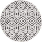 Unique Loom Outdoor Trellis Collection Area Rug - Tribal Trellis (3' 3" Round, Gray/ Black)