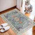Enkor Area Soft Rugs 2x3 Washable Non Slip Boho Small Floor Entryway Rugs for Living Room Bedroom, Vintage Style Farmhouse Mat for Kitchen Green & Blue