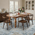 10x14 Area Rugs for Living Room, Machine Washable Rug, Non Slip Vintage Rugs, Low Pile Lightweight Print Rug for Bedroom, Dining Room, Home Office, Blue