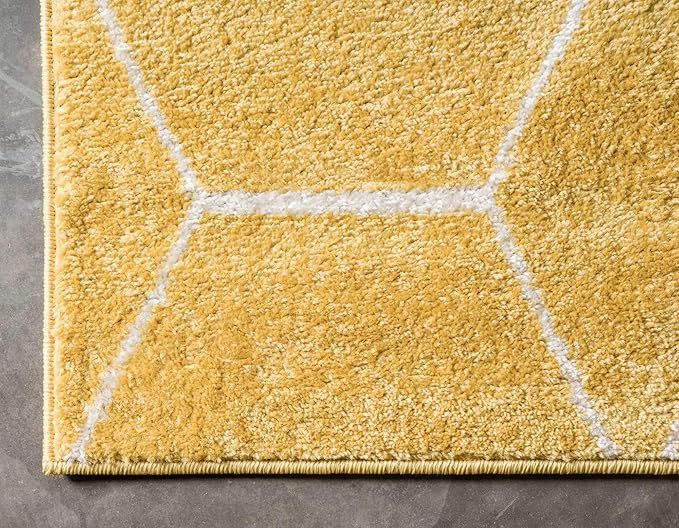 Unique Loom Trellis Frieze Collection Area Rug - Geometric (3' 3" x 5' 3", Yellow/ Ivory)