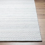 Mark&Day Wool Rugs, 6x9 Precious Solid and Border Cream/Charcoal Area Rug, Cream Grey Carpet for Living Room, Bedroom or Kitchen (6' x 9')