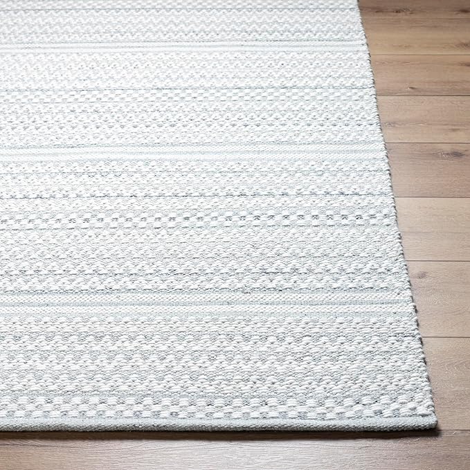 Mark&Day Wool Rugs, 5x8 Precious Solid and Border Cream/Charcoal Area Rug, Cream Grey Carpet for Living Room, Bedroom or Kitchen (5' x 7'6")