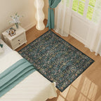 DUKINO 3x5 Area Rug, Vintage Floral Washable Rug for Bedroom with Non Slip Design, Soft Low Pile Indoor Small Carpet for Bedroom, Farmhouse, Living Room, Office, Bathroom, Blue