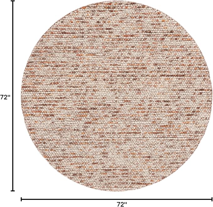 SAFAVIEH Natura Collection Area Rug - 6' Round, Dark Brown & Beige, Handmade Wool Blend, Textured Design, Ideal for Living Room, Bedroom, Dining Space (NAT620E)