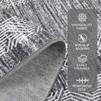 GarveeHome Modern Geometric Area Rug 2x3 Distressed Bordered Washable Non Slip Floor Small Carpet Non Shedding Thin Soft Low Pile Rug, Contemporary Gray Rug for Dining Room, Living Room