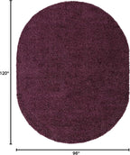 Unique Loom Solid Shag Collection Area Rug (8' x 10' Oval, Eggplant Purple)