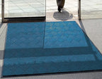 WaterHog Diamond | Commercial-Grade Entrance Mat with Rubber Border – Indoor/Outdoor, Quick Drying, Stain Resistant Door Mat (Medium Blue, 4' x 6')