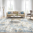 6x8 Area Rug Living Room: Washable Large Abstract Modern Soft Rugs Stain Resistant Indoor Floor Non Slip Accent Carpet for Bedroom Nursery Playroom Office Dining Room Dorm Home House- Light Blue