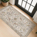 Boho Moss 2x4 Small Rugs for Entryway, Vintage Washable Low Pile & Soft Throw Rugs for Kitchen, Bathroom - Classic Home Décor, Bird & Botanical Design Stain Resitant Non Slip Carpet