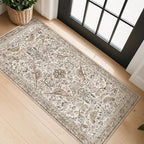 Boho Moss 2x4 Small Rugs for Entryway, Vintage Washable Low Pile & Soft Throw Rugs for Kitchen, Bathroom - Classic Home Décor, Bird & Botanical Design Stain Resitant Non Slip Carpet