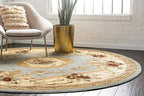 Unique Loom Versailles Collection Traditional Classic Floral Motif Area Rug (6' 0 x 6' 0 Round, Slate Blue/ Ivory)
