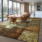 Tepook Modern Area Rug for Living Room, 6x9 Geometric Large Rugs for Bedroom, Washable Patchwork Rug Indoor Non-Slip Throw Carpets for Dining Room Office Farmhouse Home Decor, Brown
