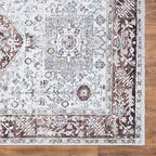 Bloom Rugs Washable Non-Slip 2x3 Rug - Beige/Brown Traditional Oriental Area Rug for Living Room, Bedroom, Dining Room, and Kitchen - Exact Size: 2' x 3'